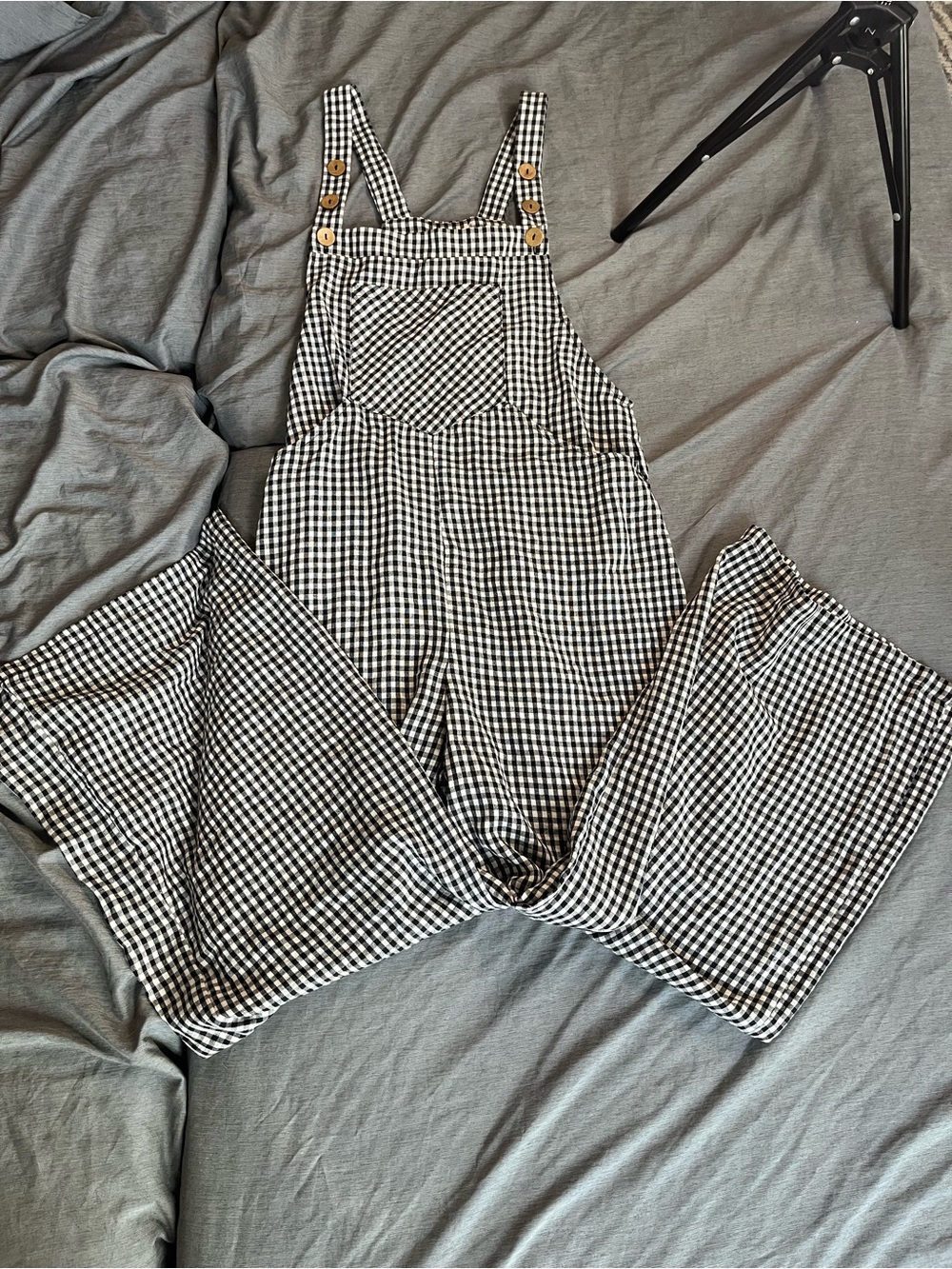 HALARA Black & White Gingham Wide-Leg Jumpsuit new without tag
